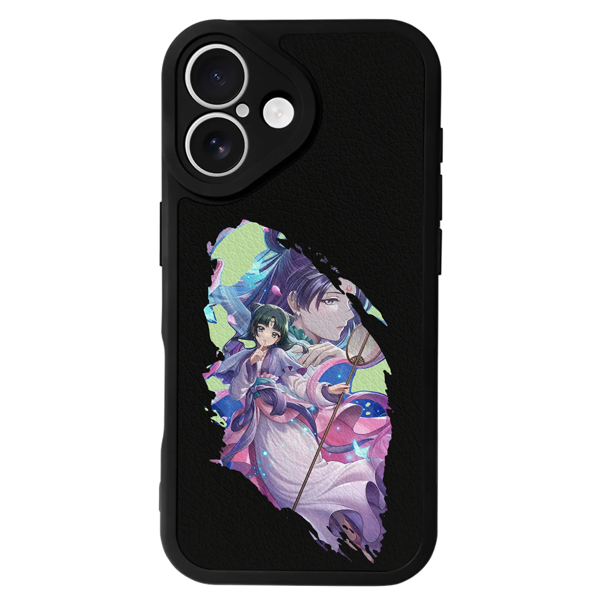 薬屋のひとりごと グッズ,猫猫 - IPhone 16シリーズ対応 ・ シリコンスマホケース ・ レザー調 ・ 高精度フィット ・ 耐衝撃 ・ ワイヤレス充電対応 ・ 精密カット